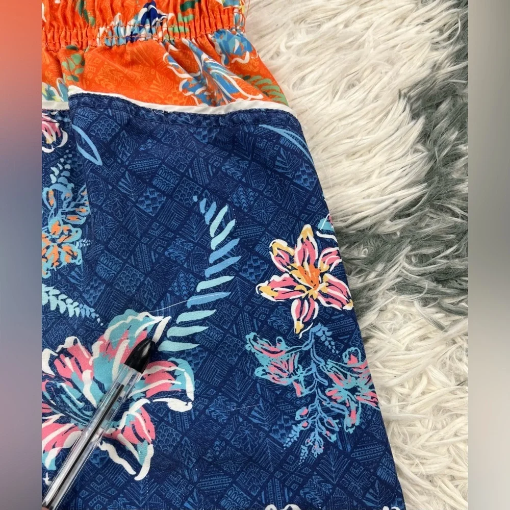 Tommy Bahama Kids Boys Orange Blue Floral Swim Trunks Size Medium